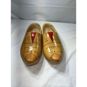Yellow Wooden Dutch Shoes Clogs Holland Shoes 11" X3.5"